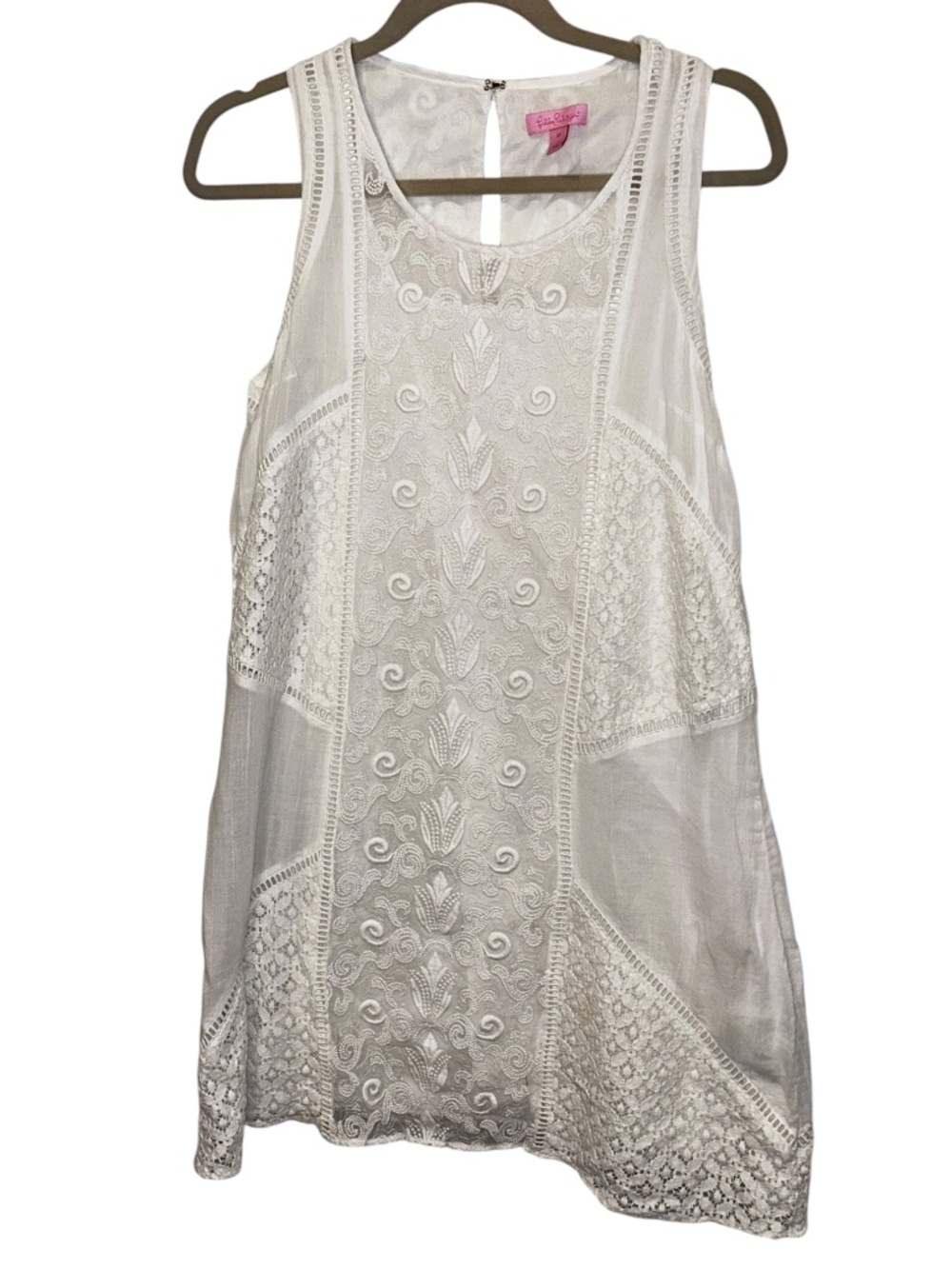 Lilly Pulitzer white broderie anglaise summer sun dress M